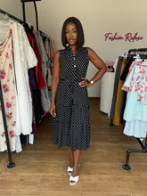 Load image into Gallery viewer, Black and white polka dot sleeveless polka dot dress
