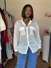 Load image into Gallery viewer, White striped transparent longsleeves shirt
