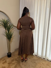 Load image into Gallery viewer, Brown and white polka dot maxi dress

