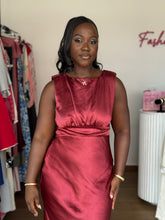 Load image into Gallery viewer, Brown maxi open back satin maxi dress
