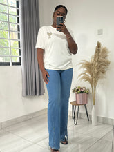 Load image into Gallery viewer, White silver embroidery Tshirt
