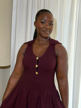Load image into Gallery viewer, Wine maxi gold button detail dress
