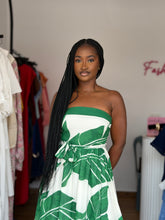 Load image into Gallery viewer, Green and white sleeveless maxi dress

