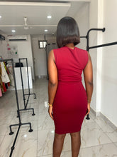 Load image into Gallery viewer, Red midi bodycon dress
