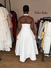 Load image into Gallery viewer, White button detail open back maxi dress
