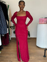 Load image into Gallery viewer, Red long sleeves cut out maxi dress
