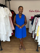 Load image into Gallery viewer, Blue mini pleated dress
