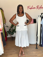 Load image into Gallery viewer, White knit midi detailed dress

