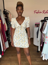 Load image into Gallery viewer, White floral mini open back dress
