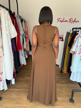 Load image into Gallery viewer, Brown belted maxi dress
