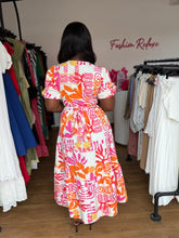 Load image into Gallery viewer, Pink and orange multi coloured wrap dress
