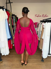 Load image into Gallery viewer, Red draped long sleeves mini mesh dress
