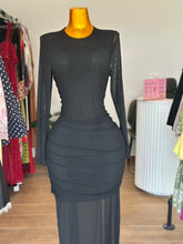 Load image into Gallery viewer, Black mesh long sleeves dress

