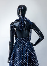 Load image into Gallery viewer, Blue and white polka dot dress
