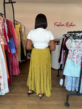 Load image into Gallery viewer, Lemon green polka dot maxi skirt
