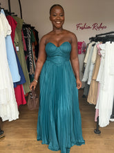 Load image into Gallery viewer, Turquoise maxi pleated sleeveless dress
