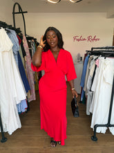 Load image into Gallery viewer, Red batwing maxi dress
