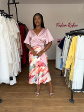 Load image into Gallery viewer, Light pink and multi colored skirt two piece

