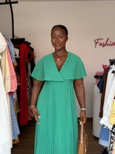 Load image into Gallery viewer, Green pleated open back maxi dress
