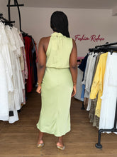 Load image into Gallery viewer, Green one arm bodycon satin dress
