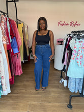 Load image into Gallery viewer, Blue denim flair jeans
