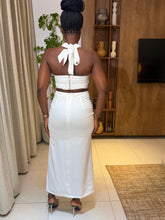 Load image into Gallery viewer, White cut out midi open back dress

