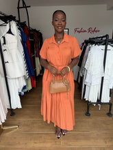 Load image into Gallery viewer, Brown belted shift dress
