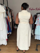 Load image into Gallery viewer, Cream belted linen dress

