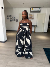 Load image into Gallery viewer, Deep blue and white maxi jumpsuit
