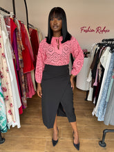 Load image into Gallery viewer, Black wrap corporate midi skirt
