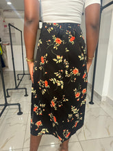 Load image into Gallery viewer, Black floral wrap skirt
