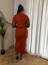 Load image into Gallery viewer, Burnt orange knit button detail two piece
