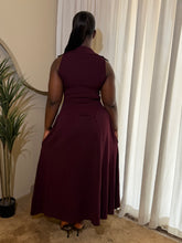 Load image into Gallery viewer, Wine maxi gold button detail dress
