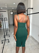 Load image into Gallery viewer, Green bow tie detail midi dress
