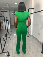 Load image into Gallery viewer, Green pleated jumpsuit

