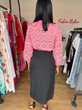 Load image into Gallery viewer, Black wrap corporate midi skirt
