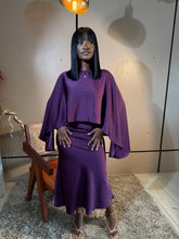 Load image into Gallery viewer, Purple satin two piece dress
