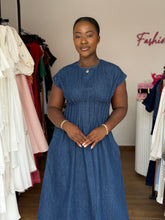 Load image into Gallery viewer, Denim maxi flair dress
