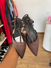 Load image into Gallery viewer, Brown satin pointed flat shoes

