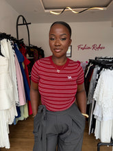 Load image into Gallery viewer, Red and white ribbed top
