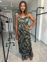 Load image into Gallery viewer, Green floral maxi corset dress
