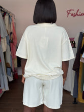 Load image into Gallery viewer, Cream polo two piece shorts set
