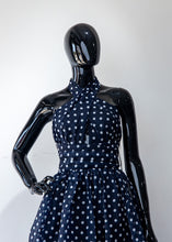 Load image into Gallery viewer, Blue and white polka dot dress
