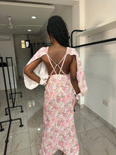 Load image into Gallery viewer, Pink floral maxi open back dress
