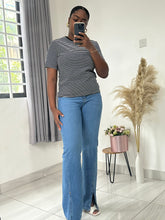 Load image into Gallery viewer, Deep blue stripped cotton tshirt
