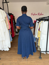 Load image into Gallery viewer, Denim belted maxi dress
