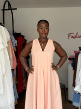 Load image into Gallery viewer, Pink maxi linen dress
