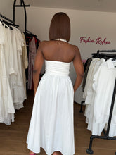 Load image into Gallery viewer, White maxi bare back corset dress
