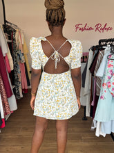 Load image into Gallery viewer, White floral mini open back dress
