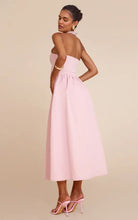 Load image into Gallery viewer, Pink button down open back midi flair dress
